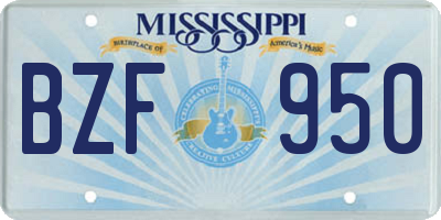 MS license plate BZF950
