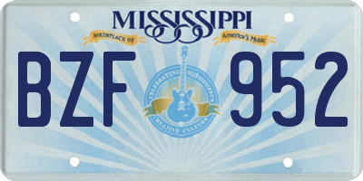 MS license plate BZF952
