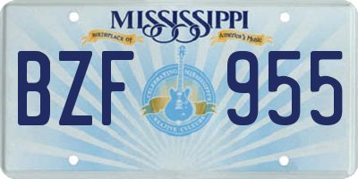 MS license plate BZF955
