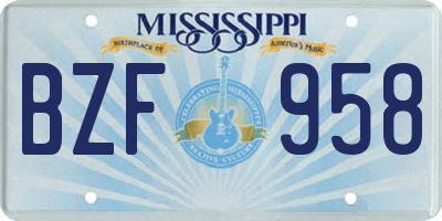 MS license plate BZF958