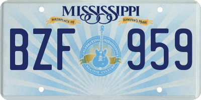 MS license plate BZF959