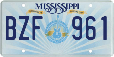 MS license plate BZF961