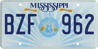 MS license plate BZF962
