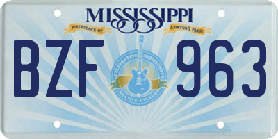 MS license plate BZF963