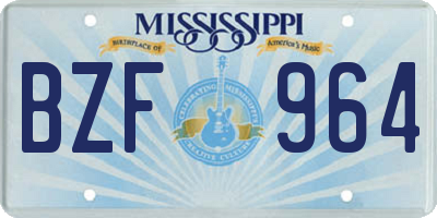 MS license plate BZF964