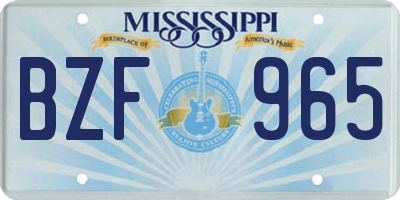 MS license plate BZF965