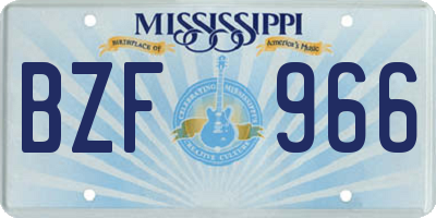 MS license plate BZF966