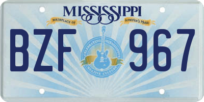 MS license plate BZF967