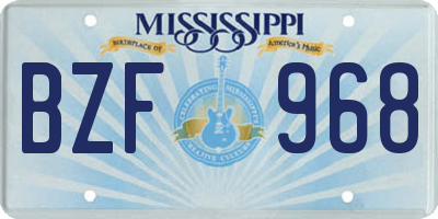 MS license plate BZF968