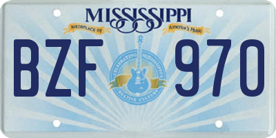 MS license plate BZF970