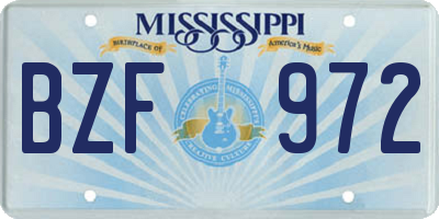 MS license plate BZF972