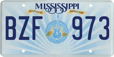 MS license plate BZF973