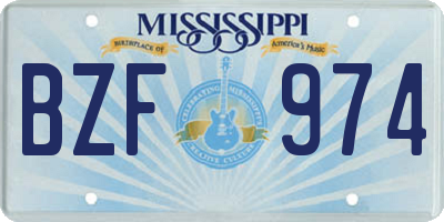MS license plate BZF974