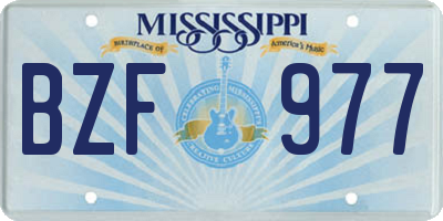 MS license plate BZF977