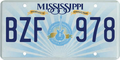 MS license plate BZF978