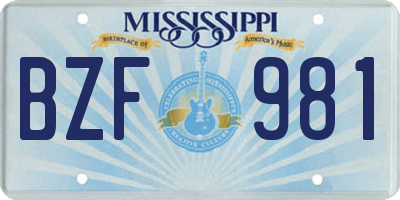 MS license plate BZF981