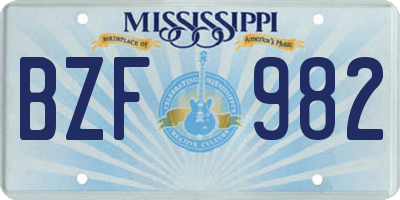 MS license plate BZF982