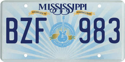 MS license plate BZF983