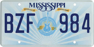MS license plate BZF984