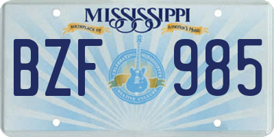 MS license plate BZF985