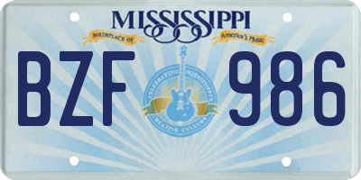 MS license plate BZF986