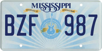 MS license plate BZF987