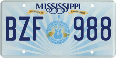 MS license plate BZF988