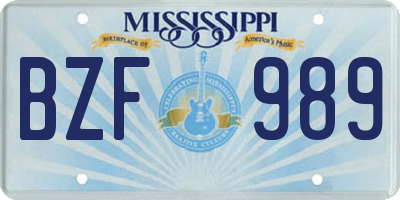 MS license plate BZF989