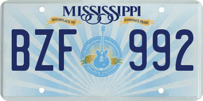 MS license plate BZF992