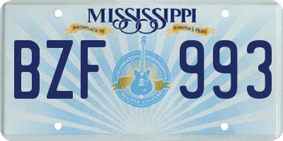 MS license plate BZF993