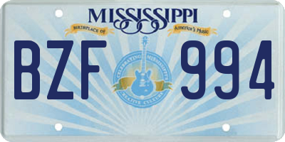 MS license plate BZF994