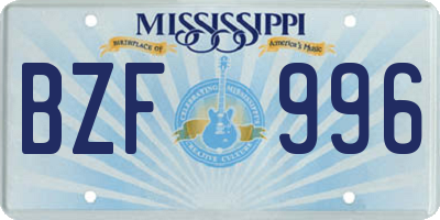MS license plate BZF996