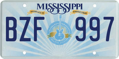 MS license plate BZF997