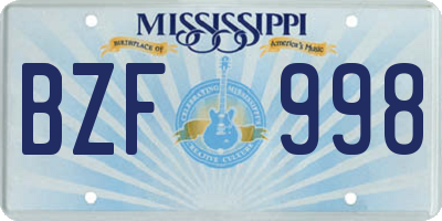 MS license plate BZF998