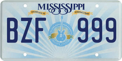 MS license plate BZF999