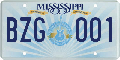 MS license plate BZG001