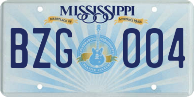 MS license plate BZG004