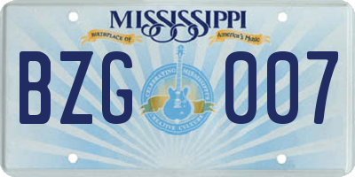 MS license plate BZG007