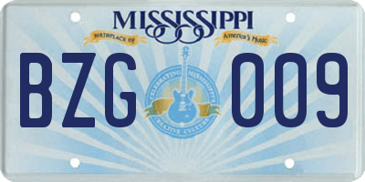 MS license plate BZG009