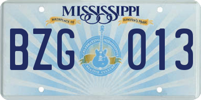 MS license plate BZG013