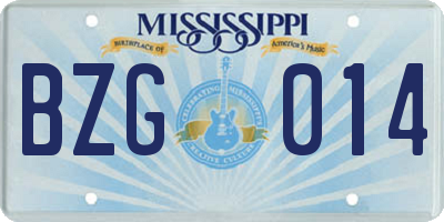 MS license plate BZG014
