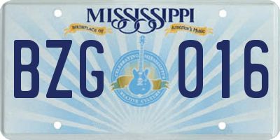 MS license plate BZG016