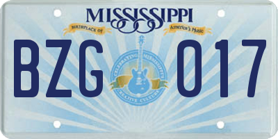 MS license plate BZG017