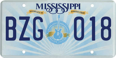 MS license plate BZG018