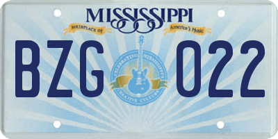 MS license plate BZG022