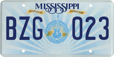MS license plate BZG023