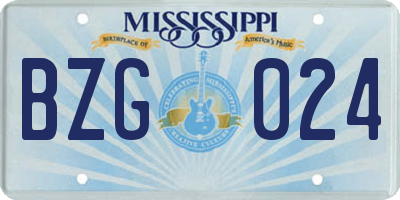 MS license plate BZG024