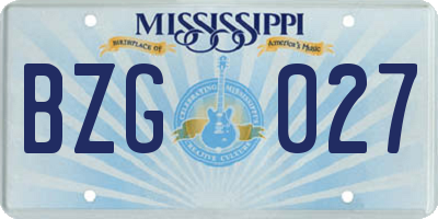 MS license plate BZG027