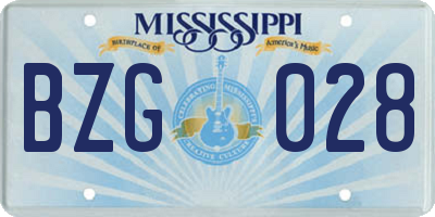 MS license plate BZG028