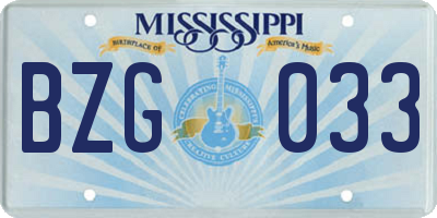MS license plate BZG033